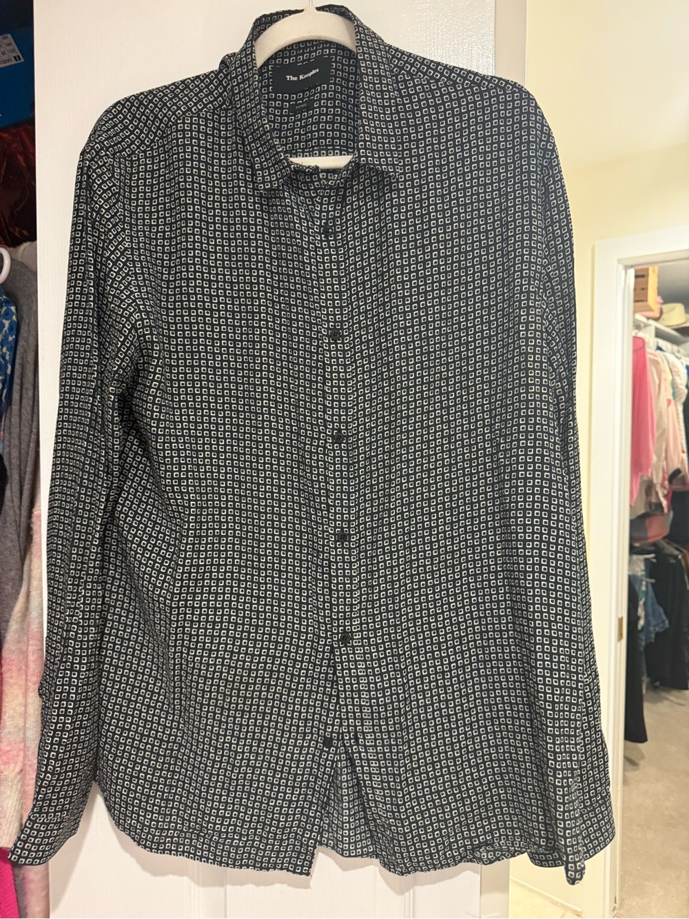 The Kooples Black and White Geometric Print Button-Down Shirt